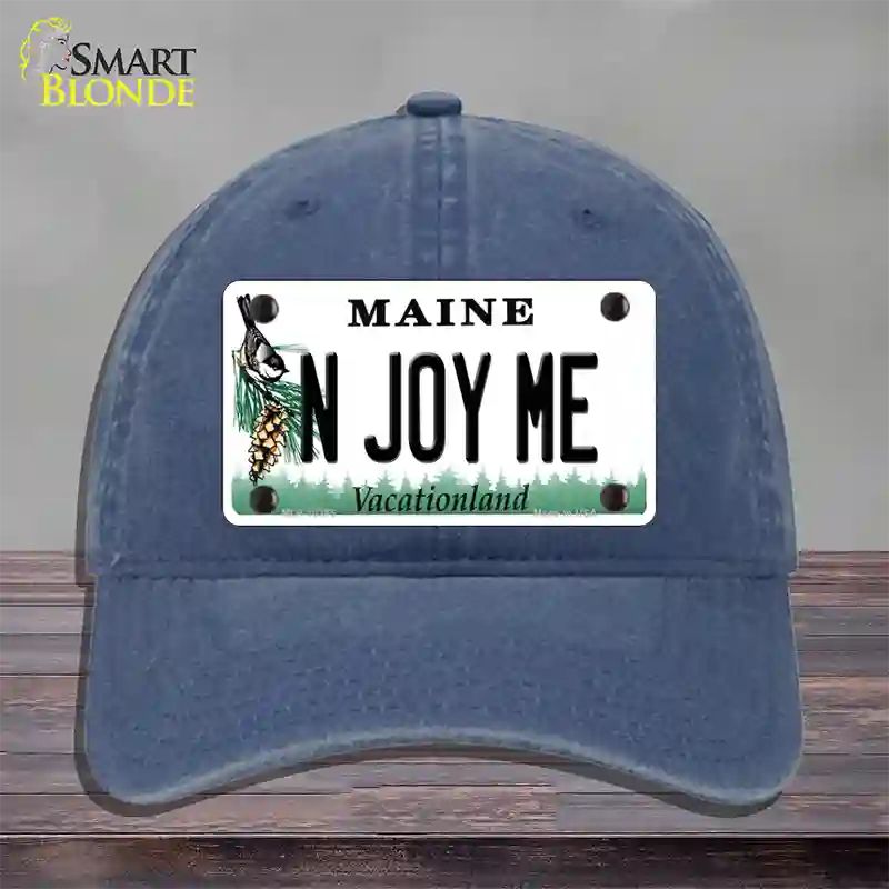 N Joy ME Maine Novelty License Plate Hat Unconstructed Cotton / Navy