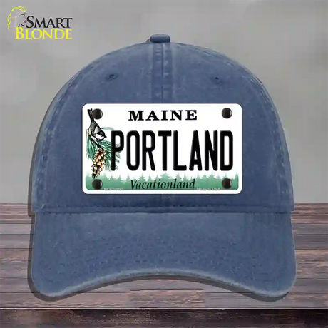 Portland Maine Novelty License Plate Hat Unconstructed Cotton / Navy