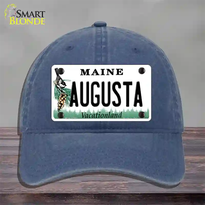 Augusta Maine Novelty License Plate Hat Unconstructed Cotton / Navy