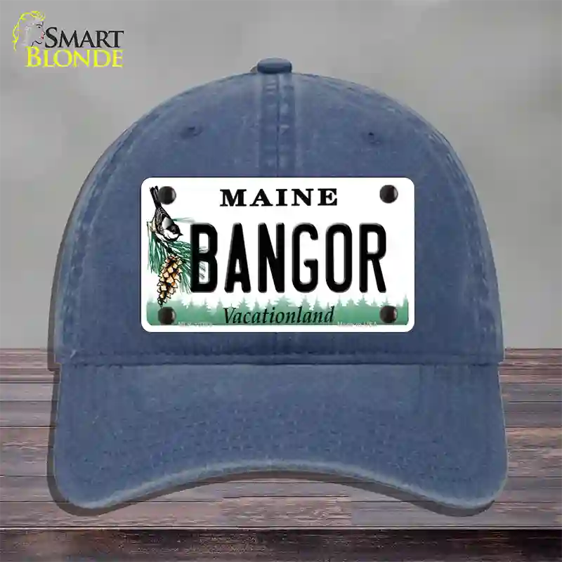 Bangor Maine Novelty License Plate Hat Unconstructed Cotton / Navy