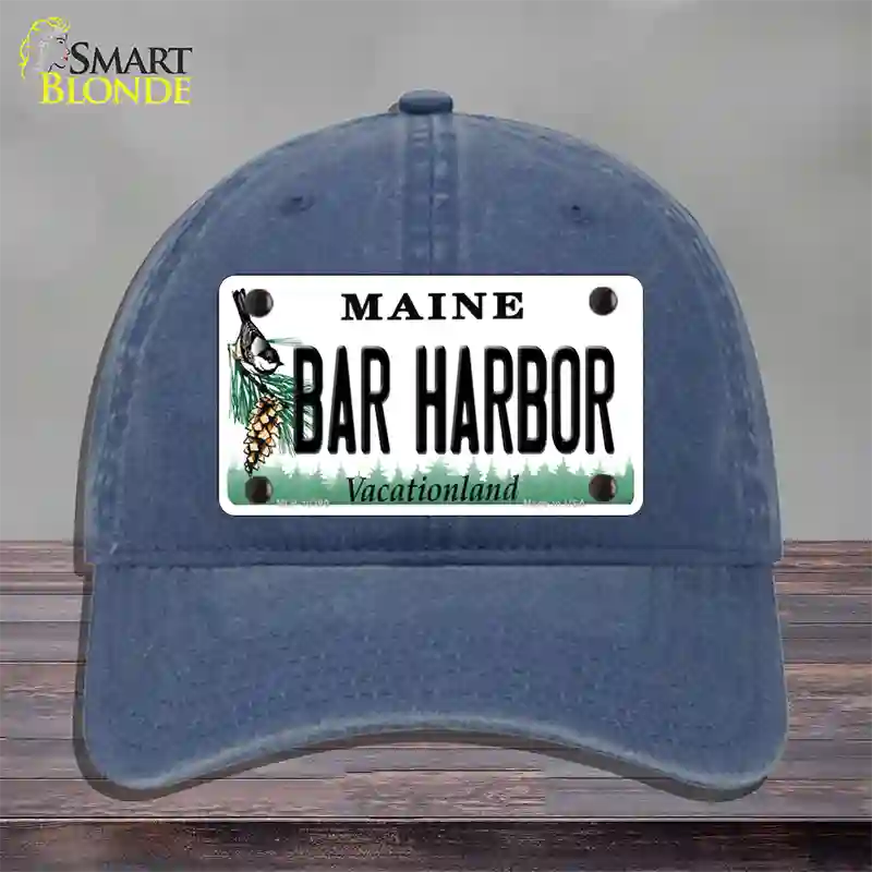 Bar Harbor Maine Novelty License Plate Hat Unconstructed Cotton / Navy