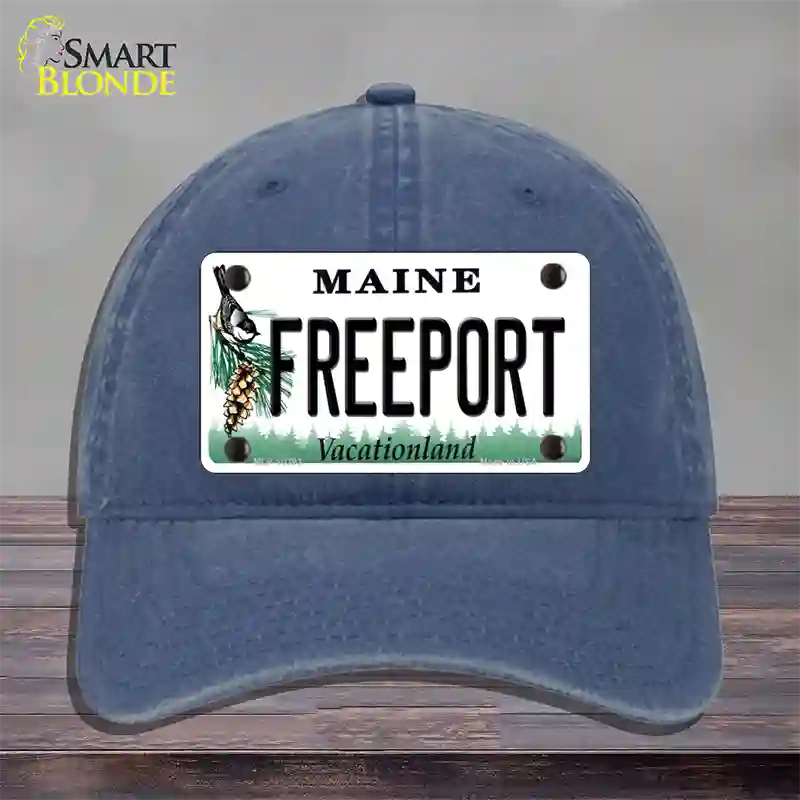 Freeport Maine Novelty License Plate Hat Unconstructed Cotton / Navy