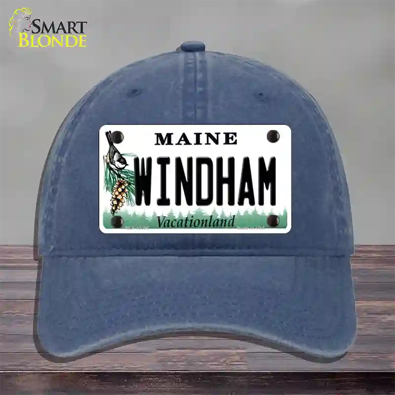 Windham Maine Novelty License Plate Hat Unconstructed Cotton / Navy