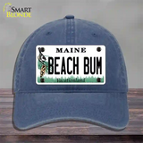 Beach Bum Maine Novelty License Plate Hat Unconstructed Cotton / Navy