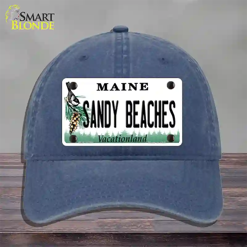 Sandy Beaches Maine Novelty License Plate Hat Unconstructed Cotton / Navy