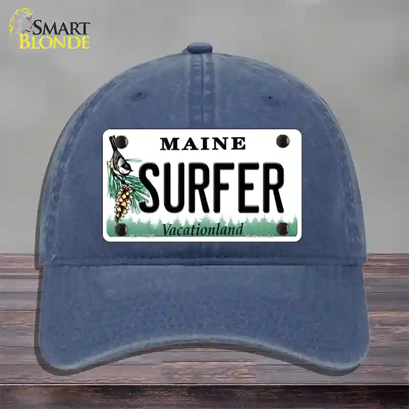 Surfer Maine Novelty License Plate Hat Unconstructed Cotton / Navy