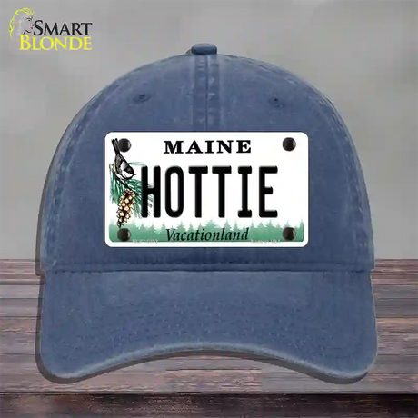 Hottie Maine Novelty License Plate Hat Unconstructed Cotton / Navy