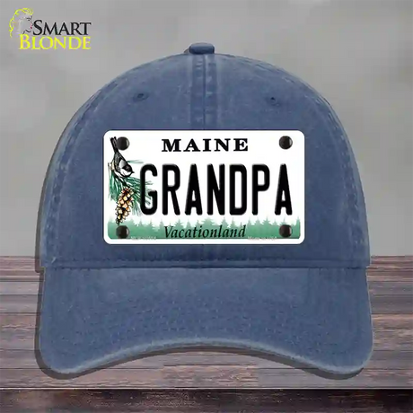 Grandpa Maine Novelty License Plate Hat Unconstructed Cotton / Navy