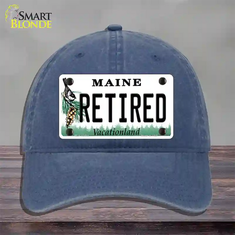 Retired Maine Novelty License Plate Hat Unconstructed Cotton / Navy