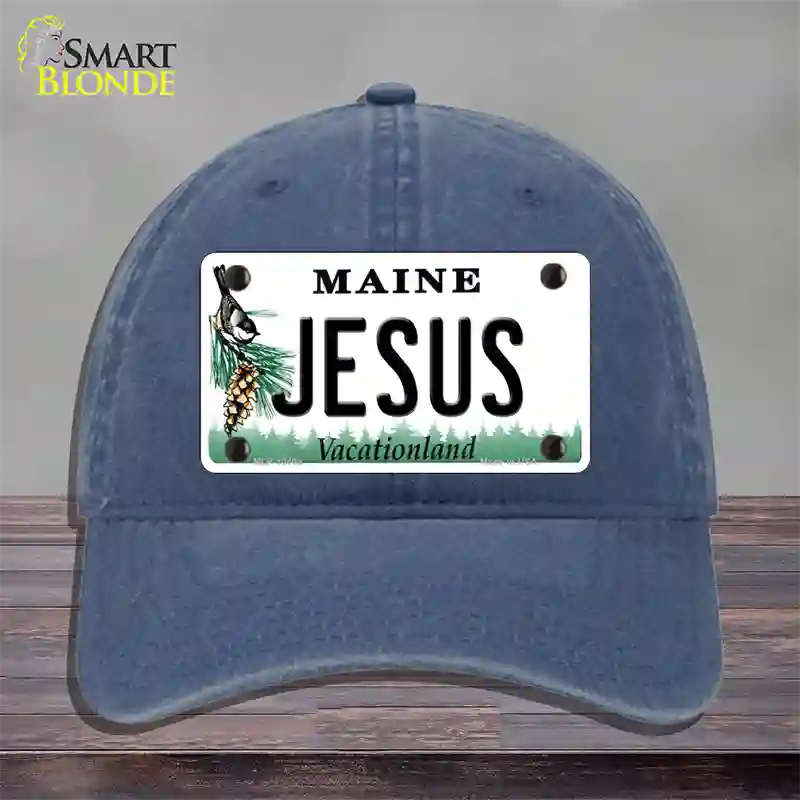 Jesus Maine Novelty License Plate Hat Unconstructed Cotton / Navy