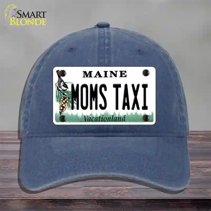 Moms Taxi Maine Novelty License Plate Hat Unconstructed Cotton / Navy