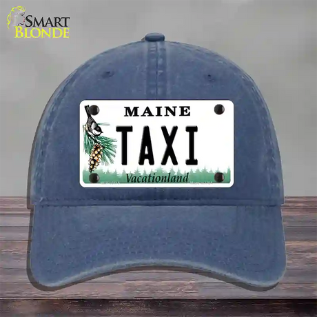 Taxi Maine Novelty License Plate Hat Unconstructed Cotton / Navy