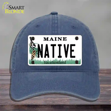 Native Maine Novelty License Plate Hat Unconstructed Cotton / Navy