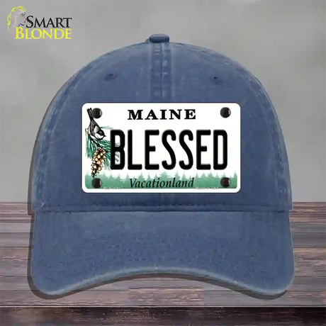 Blessed Maine Novelty License Plate Hat Unconstructed Cotton / Navy