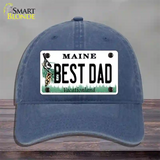 Best Dad Maine Novelty License Plate Hat Unconstructed Cotton / Navy