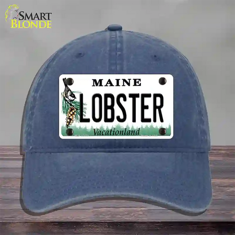 Lobster Maine Novelty License Plate Hat Unconstructed Cotton / Navy