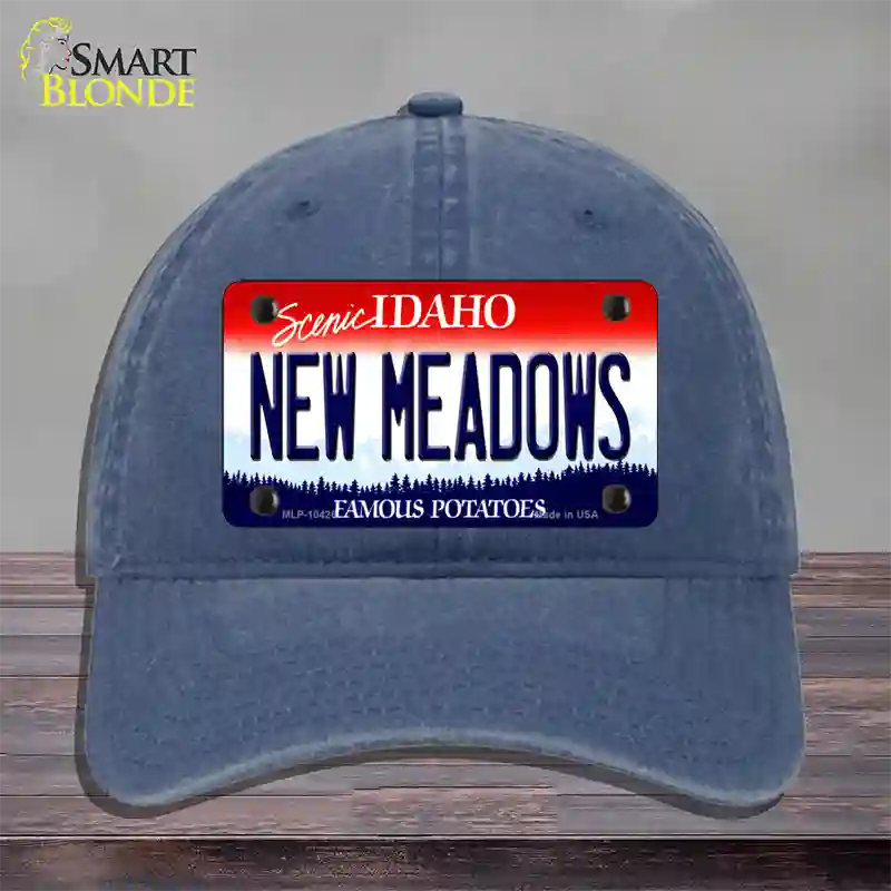 New Meadows Idaho Novelty License Plate Hat Unconstructed Cotton / Navy