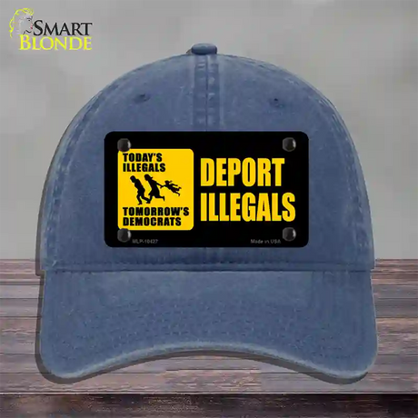 Deport Illegals Novelty License Plate Hat Unconstructed Cotton / Navy