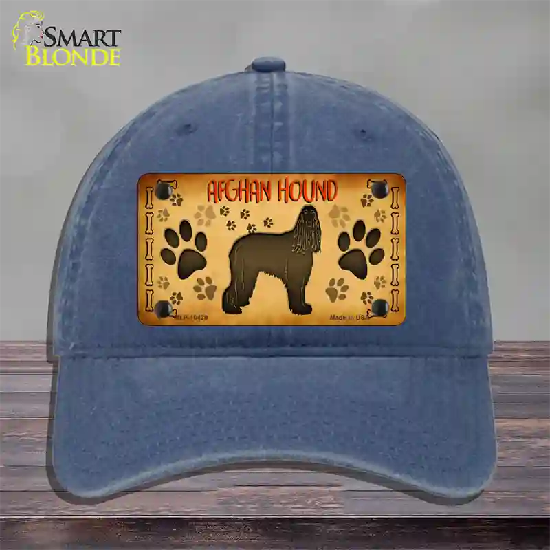 Afghan Hound Novelty License Plate Hat Unconstructed Cotton / Navy