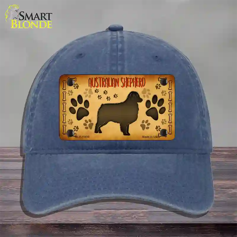 Australian Shepherd Novelty License Plate Hat Unconstructed Cotton / Navy