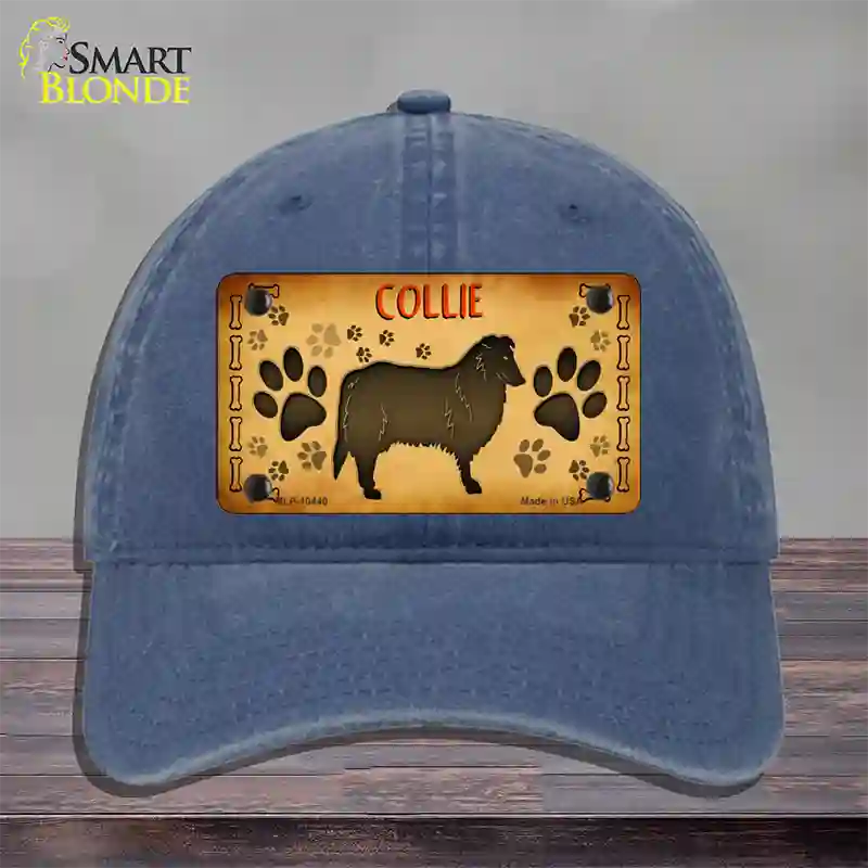 Collie Novelty License Plate Hat Unconstructed Cotton / Navy