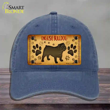 English Bulldog Novelty License Plate Hat Unconstructed Cotton / Navy