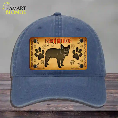 French Bulldog Novelty License Plate Hat Unconstructed Cotton / Navy