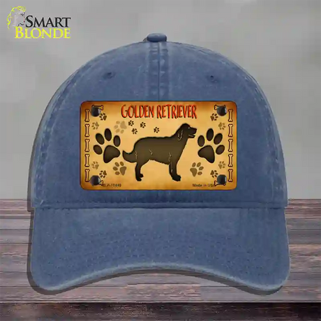 Golden Retriever Novelty License Plate Hat Unconstructed Cotton / Navy