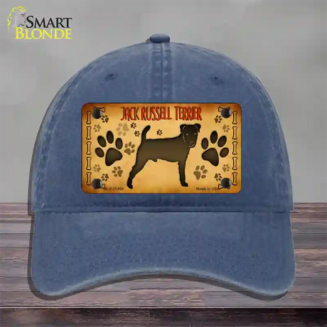 Jack Russell Terrier Novelty License Plate Hat Unconstructed Cotton / Navy