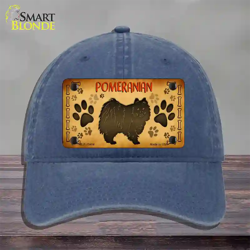 Pomeranian Novelty License Plate Hat Unconstructed Cotton / Navy