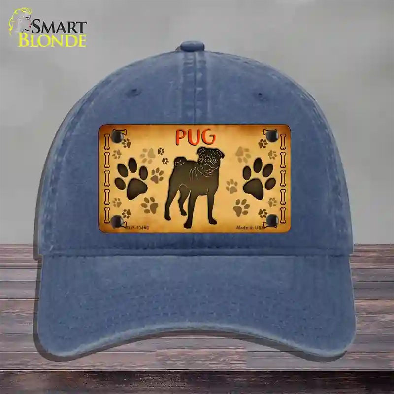 Pug Novelty License Plate Hat Unconstructed Cotton / Navy