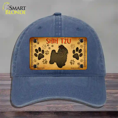 Shih Tzu Novelty License Plate Hat Unconstructed Cotton / Navy