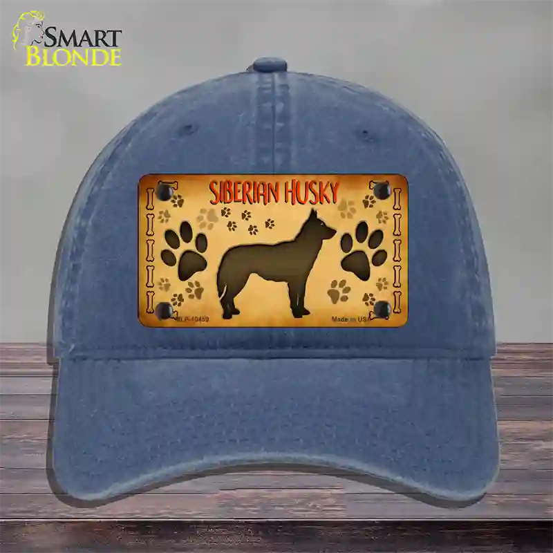 Siberian Husky Novelty License Plate Hat Unconstructed Cotton / Navy