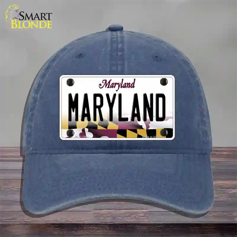 Maryland State MD Novelty License Plate Hat Unconstructed Cotton / Navy