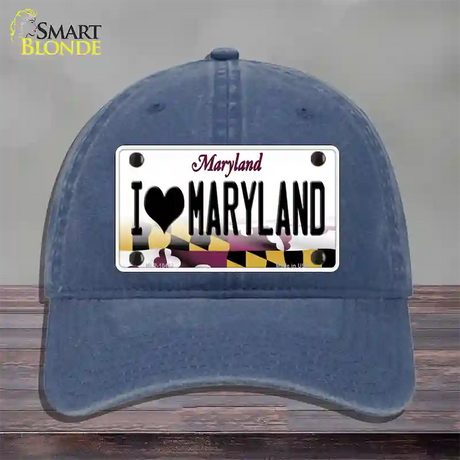 I Love Maryland Novelty License Plate Hat Unconstructed Cotton / Navy