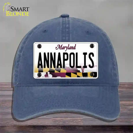 Annapolis Maryland Novelty License Plate Hat Unconstructed Cotton / Navy