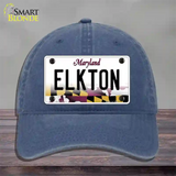 Elkton Maryland Novelty License Plate Hat Unconstructed Cotton / Navy