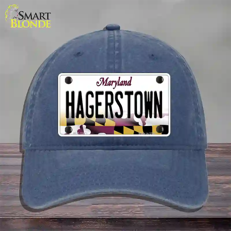 Hagerstown Maryland Novelty License Plate Hat Unconstructed Cotton / Navy