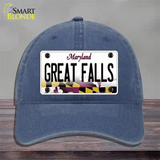 Great Falls Maryland Novelty License Plate Hat Unconstructed Cotton / Navy