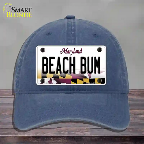 Beach Bum Maryland Novelty License Plate Hat Unconstructed Cotton / Navy