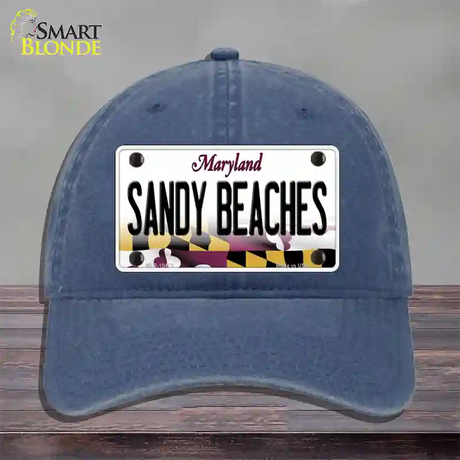 Sandy Beaches Maryland Novelty License Plate Hat Unconstructed Cotton / Navy