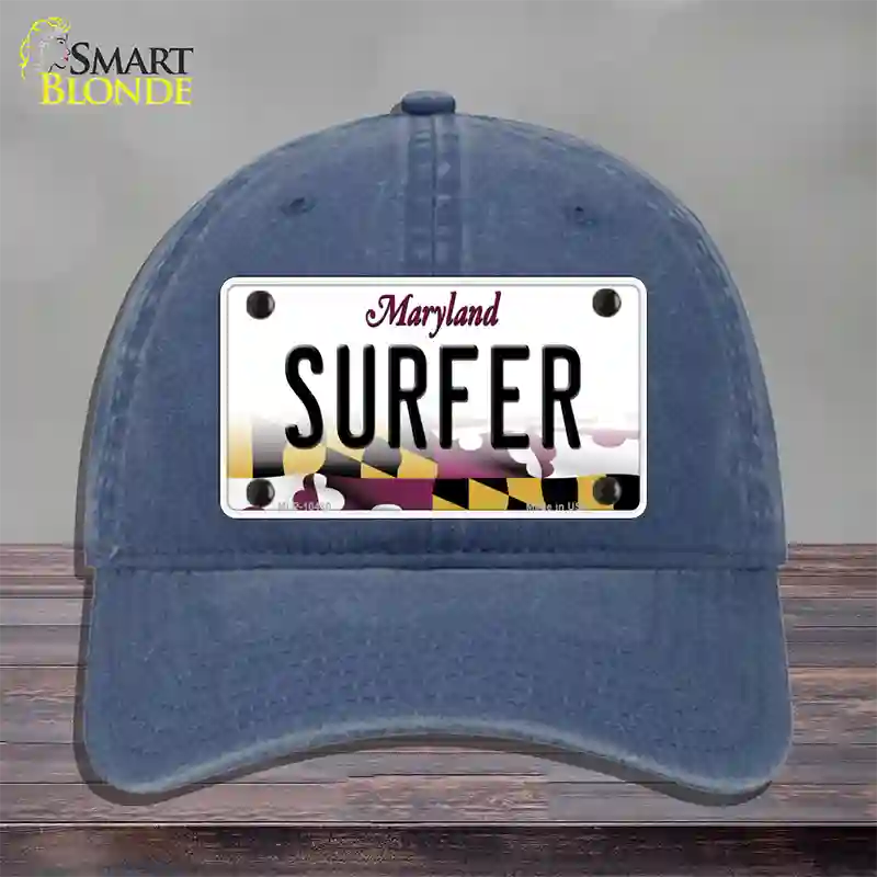 Surfer Maryland Novelty License Plate Hat Unconstructed Cotton / Navy