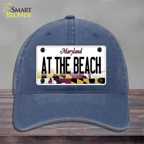 At The Beach Maryland Novelty License Plate Hat Unconstructed Cotton / Navy