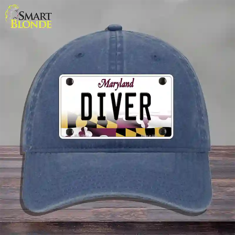 Diver Maryland Novelty License Plate Hat Unconstructed Cotton / Navy