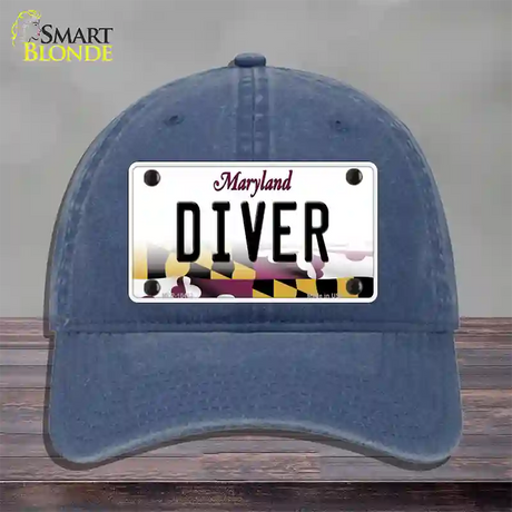 Diver Maryland Novelty License Plate Hat Unconstructed Cotton / Navy