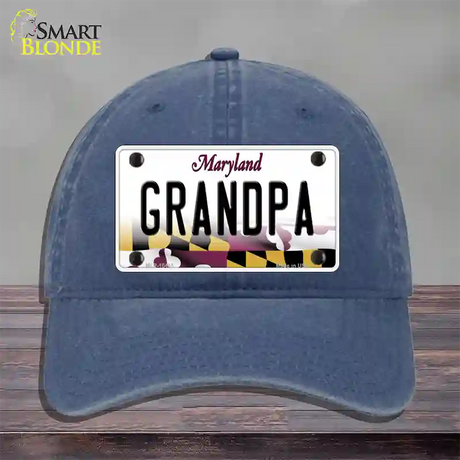 Grandpa Maryland Novelty License Plate Hat Unconstructed Cotton / Navy