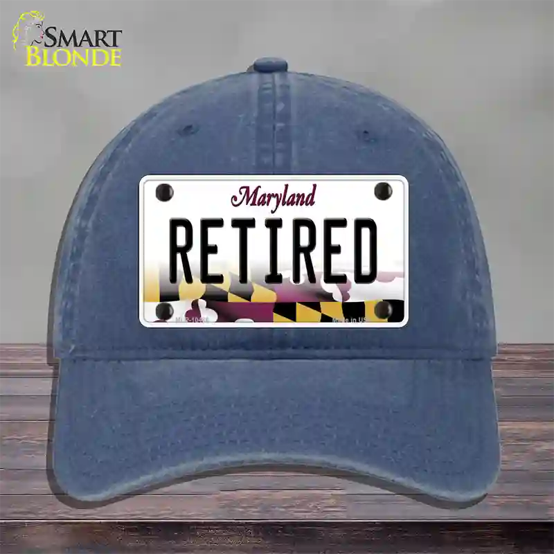 Retired Maryland Novelty License Plate Hat Unconstructed Cotton / Navy