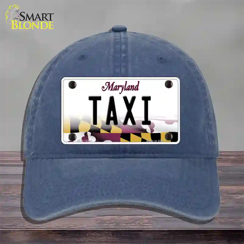 Taxi Maryland Novelty License Plate Hat Unconstructed Cotton / Navy