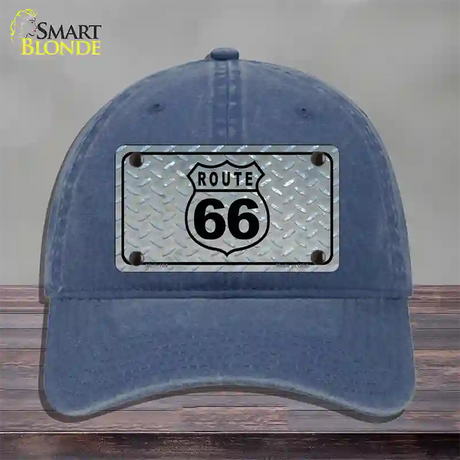 Route 66 Shield Diamond Novelty License Plate Hat Unconstructed Cotton / Navy