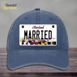 Married Maryland Novelty License Plate Hat Unconstructed Cotton / Navy